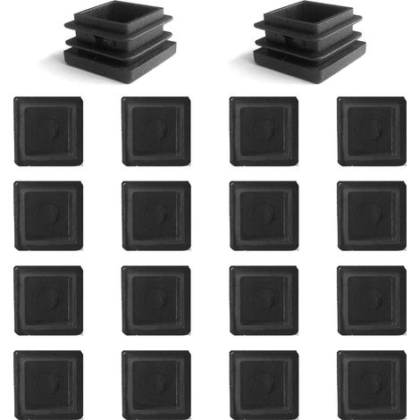 16 Pcs Carré Tubes Bouchon en Plastique Noir,2 Pouces Bouchon D'extrémité Clôture Poteau Couvercle Tube Chaise Glide Insérer Bouchon (50x50mm / 2''x2 '') (1/4)