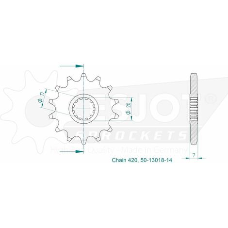 Pignon Minarelli AM6 - 420 - 14 Dents - Made in Germany (1/2)