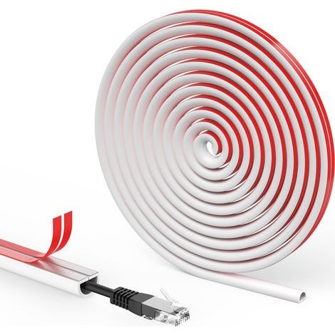 2m Auto-adhésif Cache-câble, Cache Câble Sol, Goulotte Passe Cable Sol, Cachez et Protégez Les Câbles Facilement, Goulotte Décorative pour Bureau Maiso - 15mm(Largeur) x10mm(Hauteur)-Blanc (1/5)
