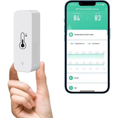 WLAN-Thermometer-Hygrometer-Sensor, drahtloser Temperatur- und Feuchtigkeitsmonitor für Zuhause, Fernüberwachung in Echtzeit, intelligentes Thermo-Hygrometer mit Datenspeicherung (1/4)