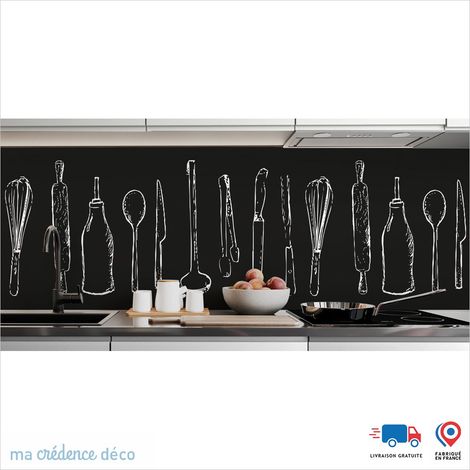 Crédence : Ustensiles de cuisine - Couleur noir - Alu composite - 60 - 120 (1/3)