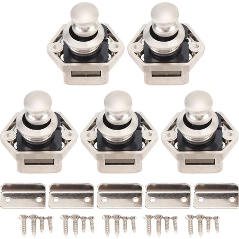Ortviai Serrure à pression pour meuble RV – 5 pièces, finition nickel perle, compatible épaisseur porte 14-18 mm, trou de montage 20 mm (1/5)