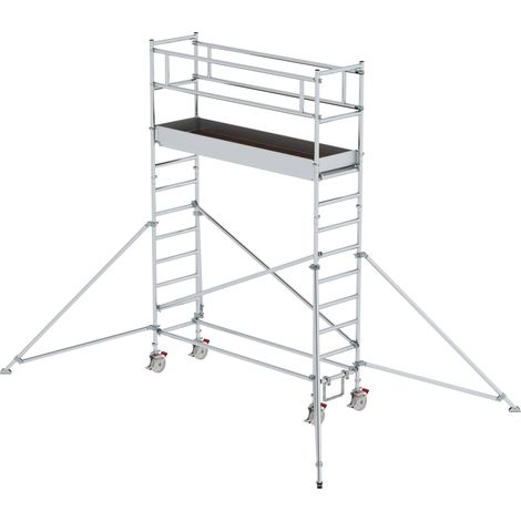 Günzburger Steigtechnik Echafaudage roulant 0,75 x 2,45 m avec stabilisateur Hauteur de plate-forme 3 m - 155348