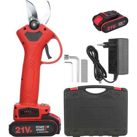 Sécateur électrique sans fil professionnel 21 V pour l'élagage et la taille des branches de jardin,équipé de deux batteries rechargeables de 2 000 mAh