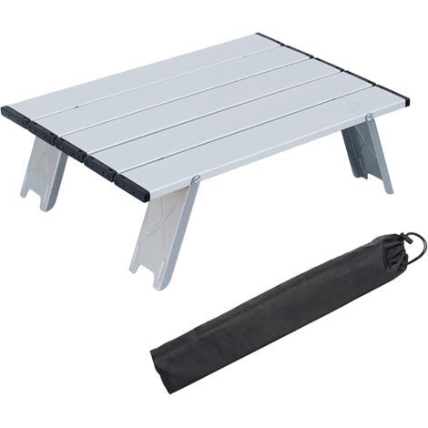 Table de plage personnelle, mini table de camping portable pliante en aluminium (argent)