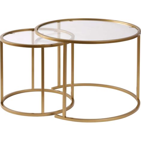 Mesa de centro, mesa de salón, mesa auxiliar. Set Gold Transparente (1/5)