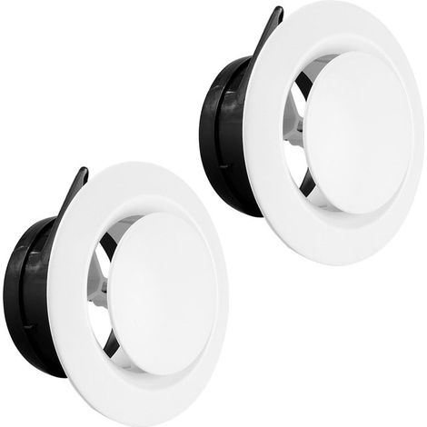 Lot de 2 grilles de ventilation rondes Irovami - 5 pouces (12,7 cm), ABS, réglable, installation sans vis, pour plafond, mur, salle de bain et cuisine (1/5)