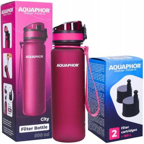 Bouteille Filtration - 0,5 L - Tritan Antichoc - Pour Eau Potable - 3 Cartouches Incluses (1/4)