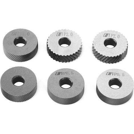 Jeu de 7 outils de moletage en acier 0,5/1/2 mm à double molette diagonale pour tour et machine de coupe (1/5)