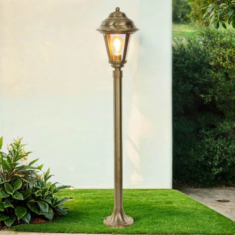 Wegeleuchte 100 cm für E27 IP43 Messing massiv rostfrei Stehlampe Garten Stehleuchte außen (1/5)