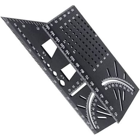 Équerre 3D en Alliage d'Aluminium, Règle de Mesure Carrée 45°/90°, Outil de Travail du Bois 62 x 215 x 73 mm - Noir (1/4)
