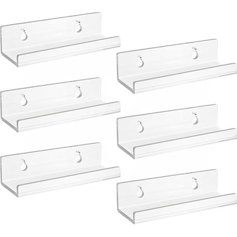Set di 6 porta vinili da parete in acrilico trasparente, mensole trasparenti, piccole mensole da parete, mensole da parete sospese per vinili, cartelli, foto, libri