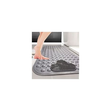 Rutschfeste Duschmatte 70 x 40 cm, Badematte mit Saugnapf, ideal für Fußmassage – Grau (1/5)