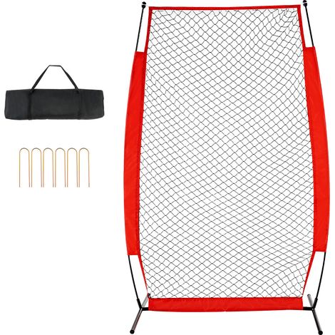 Mophorn Pantalla de seguridad para béisbol y softbol de 7 x 4 pies, red de bateo portátil con bolsa de transporte y estacas para el suelo, protector de lanzamiento para jaula de bateo
