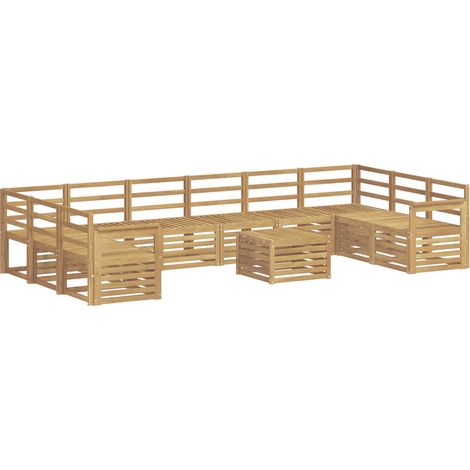 Outdoor Sofa Set 11 pcs White 59 x 59 x 37 cm Solid Acacia Wood vidaXL (1/5)