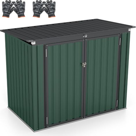 Casetta da giardino con doppia apertura 172 x 95,5 x 130 cm sicura e resistente alle intemperie in metallo zincato verde 200010013