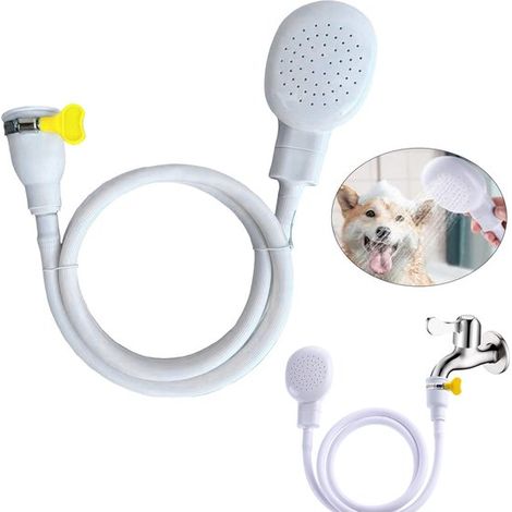 Douchette portable pour animaux, multifonctionnelle, avec tuyau de 125 cm, installation facile, pour animaux, bébés et nettoyage des légumes, blanc (1/5)
