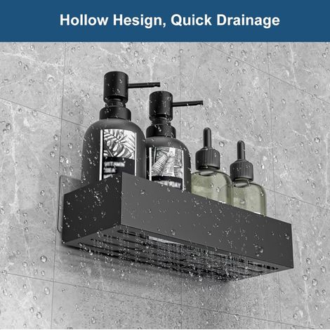 Duschablage ohne Bohren – 3-teiliges Duschablage-Set mit Seifenschale, Shampoo-Halter und Duschzubehör, Schwarz