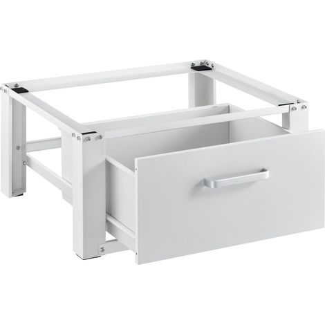 kit de superposition intercalaire lave-linge sèche-linge support de lave-linge acier aluminium 63 x 54 x 31 cm blanc (1/5)