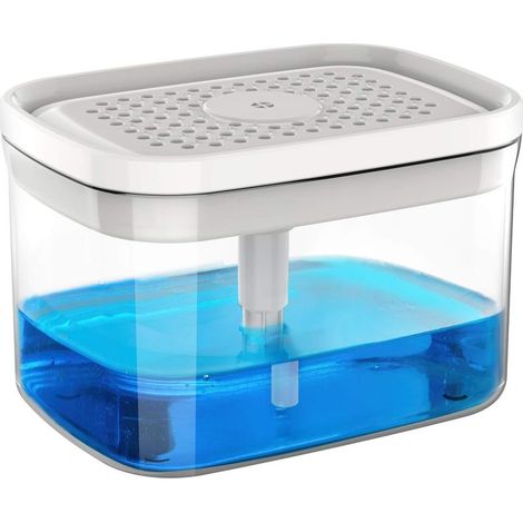 2 en 1 Distributeur de Savon Premium et Porte-éponge, Distributeur de Pompe à Savon Lave-Vaisselle pour comptoir de Cuisine, Blanc (1/5)
