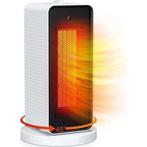 Chauffage Salle de Bain Soufflant 1200W Radiateur Soufflant Salle de Bain PTC 90° Oscillation 6 Modes Température Protection Contre le Basculement et la Surchauffe Pour Salle De Bureau, Salon (1/5)