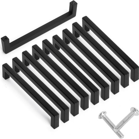 Poignées meuble noir 128mm poignée meuble cuisine poignées tiroir poignées meuble noir mat moderne solide pour placard porte armoire cuisine aluminium inoxydable avec vis lot 10 (1/5)