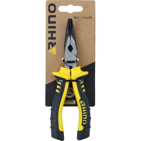 RHINO - Pinza a becco curvo 160 mm universale - Realizzato in acciaio di alta qualità - Lunghezza 160 mm - Manico bimateriale - Lunga durata - Garanzia a vita (1/3)