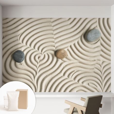 Papier peint avec colle pour décoration moderne de salon chambre à coucher cuisine et bureau Facile Vagues harmonieuses 152x104 cm (1/5)