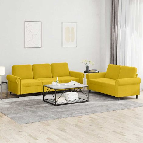Juego de sofás con cojines 2 piezas terciopelo amarillo