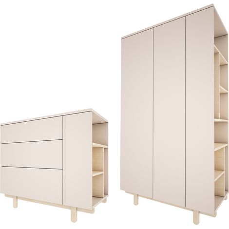 Armadio 2 ante 3 cassetti Romy bianco 92cm