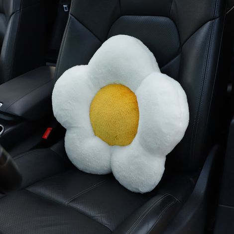 Appui lombaire auto coussin moelleux antidérapant mignon chauffant motif frangipanier accessoires voiture (1/5)