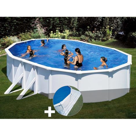 GRE – Piscine hors sol acier ovale 6,34 x 3,99 x 1,22 m – Volume 21 m³ – Filtration 3,8 m³/h – Échelle de sécurité incluse