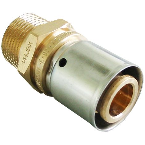 OVENTROP Raccord à sertir avec AG Cofit P 26 x 3,0 mm x R 3/4, laiton résistant à la dézincification, manchon de sertissage en acier inoxydable, 1512048