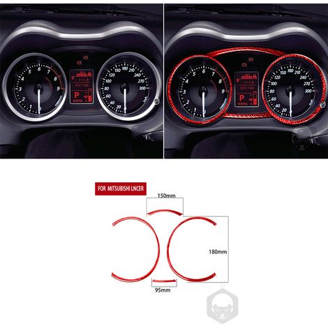 (Compteur de vitesse) compatible avec Mitsubishi Lancer EVO X MR 2008-2015 Accessoires auto Kit d'autocollants décoratifs intérieurs en fibre de carbone rouge pour porte de garage relevable (1/5)