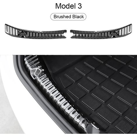 (Modèle 3 Noir) Autocollants de coffre arrière,protections de seuil de porte,protections de portières,accessoires décoratifs en fibre de carbone pour Tesla Model 3 Y (1/3)
