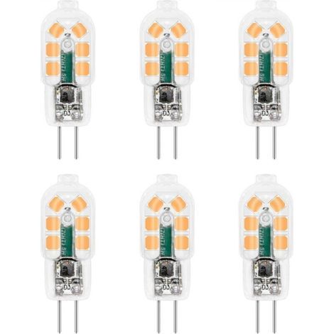 G4 LED Bulb 12V 2W Warm White 3000K, 200lm, Equivalent to G4 10W 20W Halogen Lamp, Non-Dimmable, Bi-pin G4 12V LED AC DC for Chandelier, Table Lamp, Pack of 6 [Energy Class A++] (1/4)