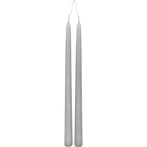 Lot de 2 Bougies Bâton "Hugo" 30cm Gris (1/2)