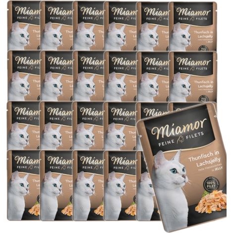Miamor Filets Thunfisch in Lachsgelee, Nassfutter für Katzen, 24 x 100 g (1/4)