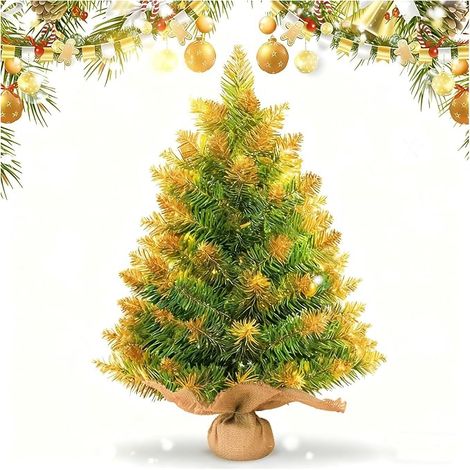 Mini Sapin de Noel, Petit Sapin de Noel, Décoration Noel intérieur Sapin doré Pointu Sapin Artificiel de 50 cm Deco Table, Convient, Maison, Bureau, Vitrine Magasin, Créant Atmosphère de Noël Forte (1/5)