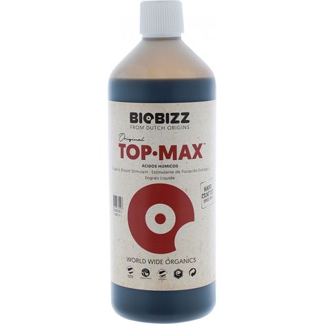 Stimulant floraison Top.Max 1 litre – Engrais biologique pour fruits et légumes – Libère calcium, fer et magnésium – Pour floraison optimale – Biobizz