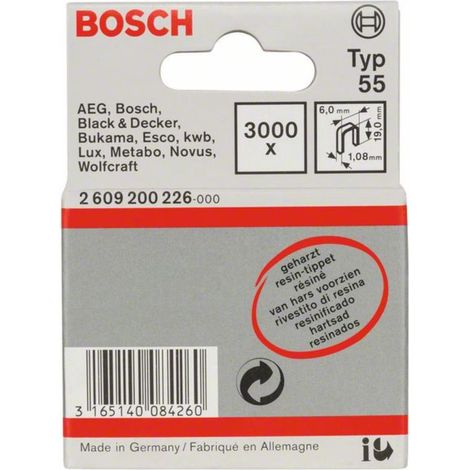 Bosch 3.000x Graffette a dorso sottile tipo 55, resinato 6 x 1,08 x 19 mm - 2609200226