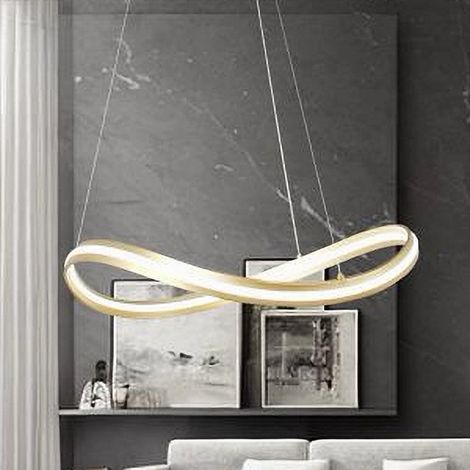 TRADE SHOP - Lampadario Led Moderno A Fiocco 100w Lampada A Sospensione Luce 6500k 70cm Oro 33405 - (1/4)