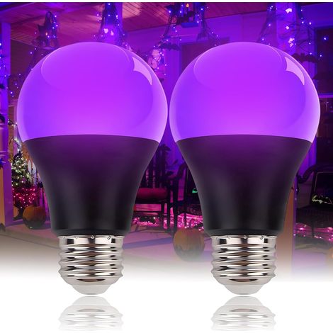 10-W-UV-Schwarzlichtbirne mit violettem Licht, E27-Schwarzlichtbirne, 395 nm Schwarzlicht für Körperbemalung, Kindergeburtstage, Partys (2, schwarz) [Energieklasse A]