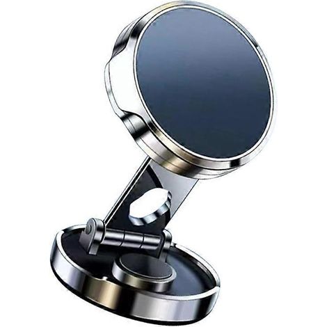 Faltbare magnetische Auto-Handyhalterung, 360° drehbar, Armaturenbrett-Handyhalterung, Silber