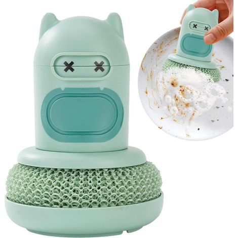 Brosse à vaisselle avec distributeur de savon intégré - Brosse de cuisine avec distributeur de savon, brosse à casseroles, brosse à vaisselle, forme mignonne, C-AquaForge (1/5)