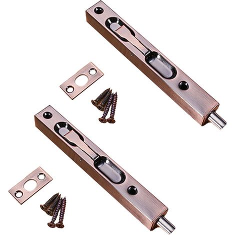 Lot de 2 verrous de porte - Verrous de sécurité cachés pour portes composites, portes en bois, portes doubles, etc. 6 pouces. (1/5)