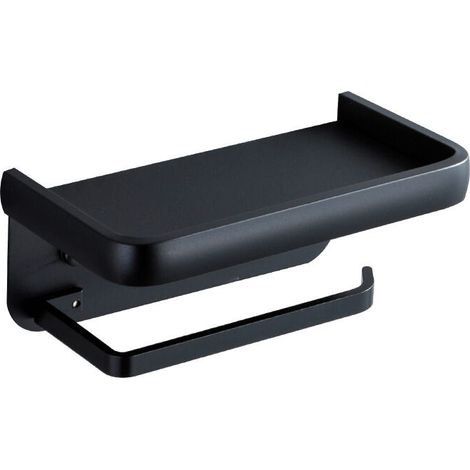 Toilet Roll Holder Toilet Paper Holder No Drilling Space Aluminium Bathroom Accessories Wall Mounted Matte Finish Black (1/4)