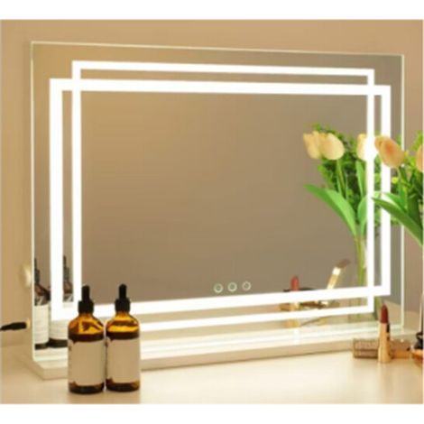 Miroir de maquillage éclairé LED avec 3 modes à intensité variable et contrôle tactile intelligent 80 x 14 x 62 cm
