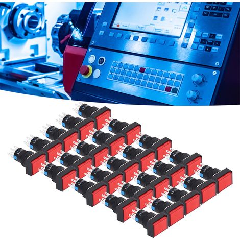 BERM/BEM-LA16-22DS-J Miniatur-Rechteck-Selbstverriegelungs-Beleuchtungs-Drucktaster, 16 mm, 24 V, 25er-Packung, rot (1/5)