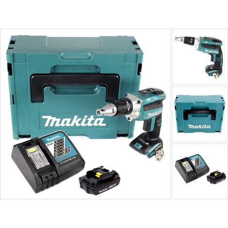 Makita DFS 250 RY1J Akku Trockenbauschrauber 18 V Brushless + 1x Akku 1,5 Ah + Ladegerät + Makpac